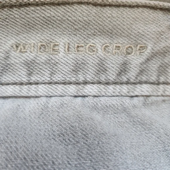 AMERICAN EAGLE HI RISE BUTTON FLY WIDE LEG PATCH POCKETS CROP JEAN'S SZ 8 - Picture 7 of 12